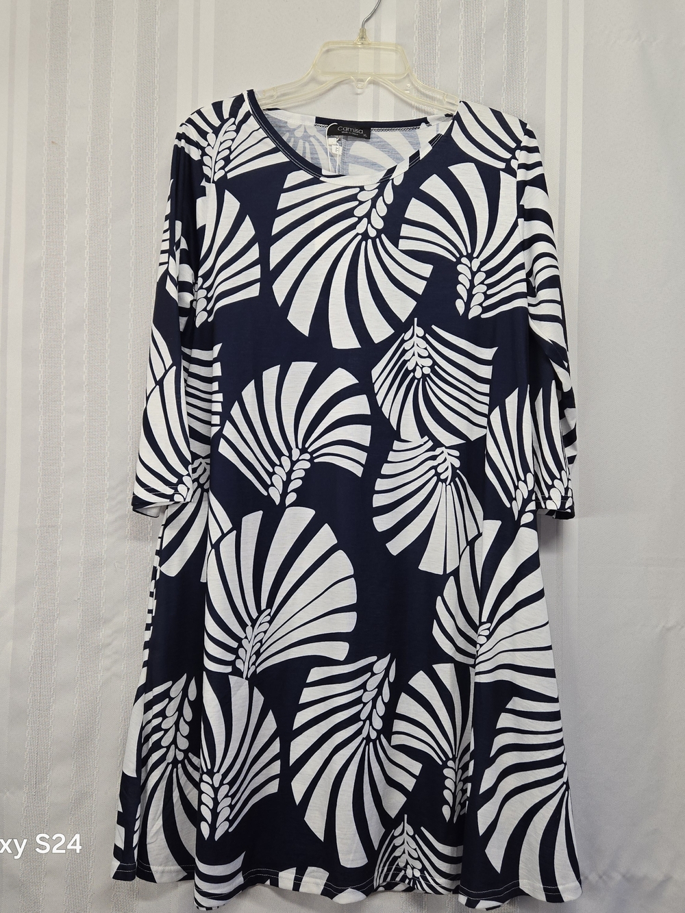 CAMISA WOMENS Navy & White Graphic Swing Dress SIZE XL